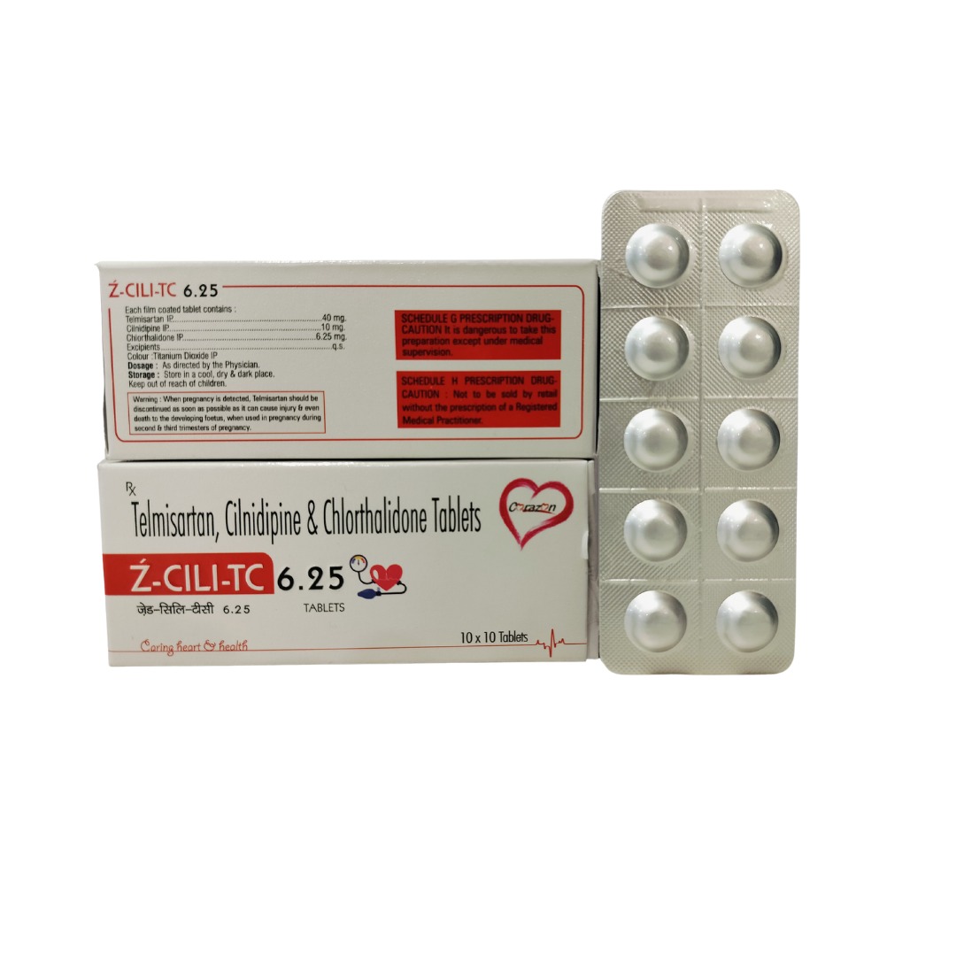 Telmisatan    40 mg +Cilnidipine    10 mg +Chlorthalidone  6.25 mg