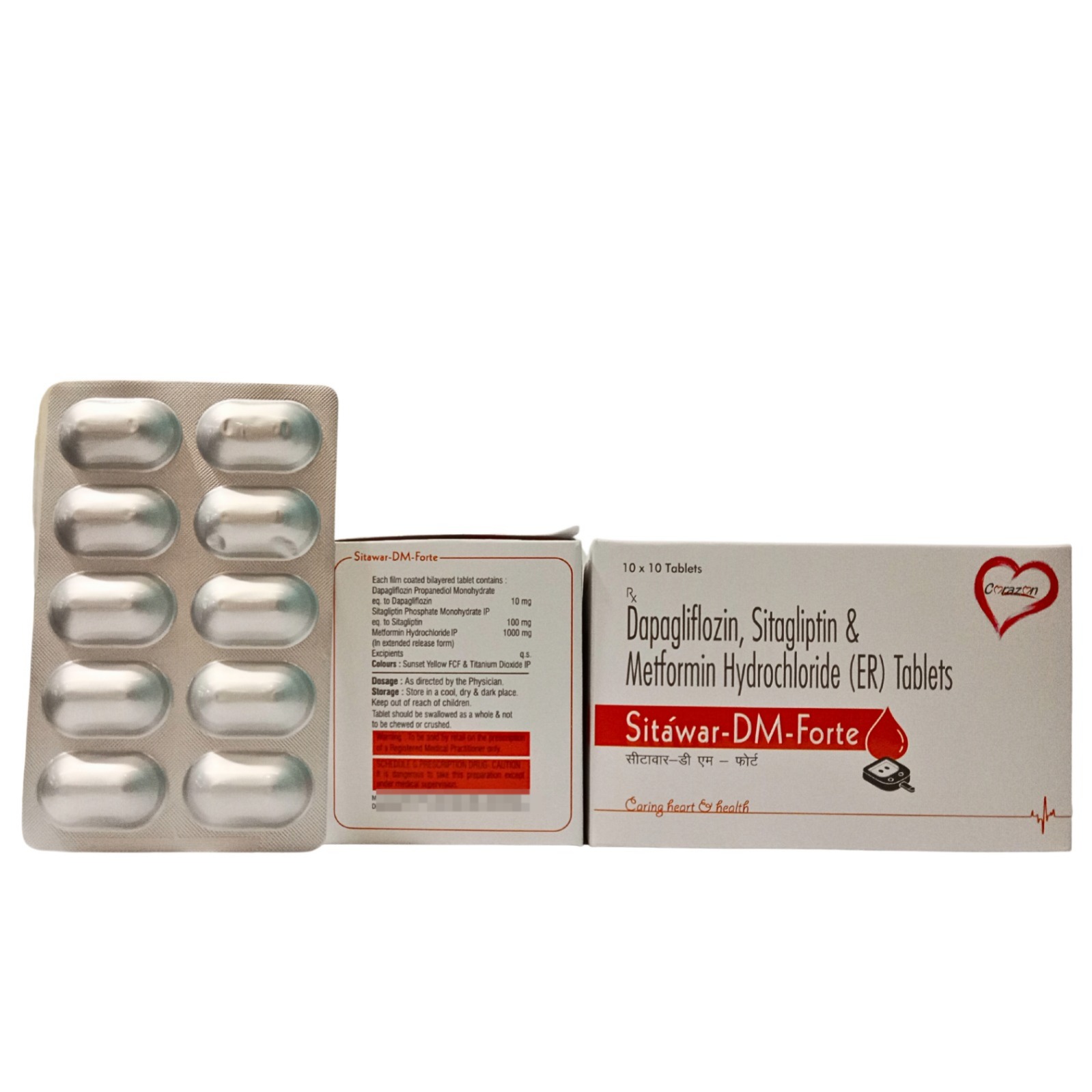 Sitagliptin 100mg with Metformin 1000mg with Dapagliflozin 10mg