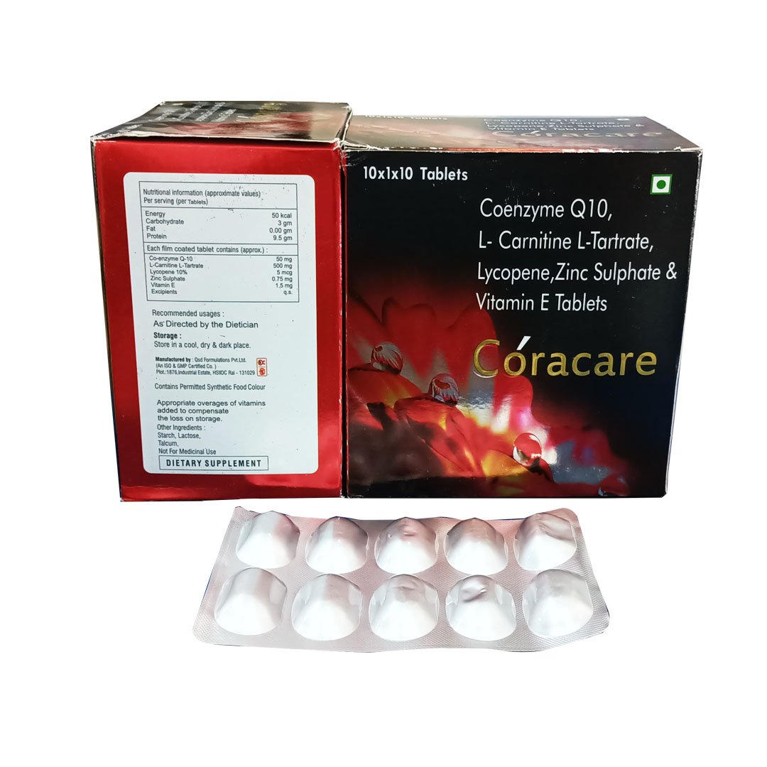 Coenzyme Q10, L-Carnitine L-Tartrate, Lycopene, Zinc Sulphate & Vitamin E Tablets