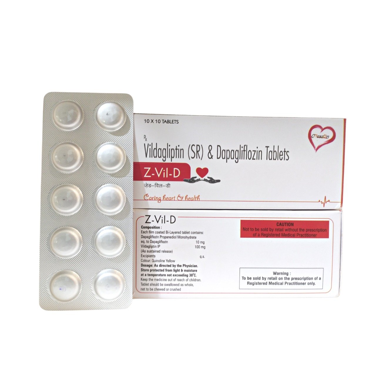 Vildagliptin 100mg + Dapagliflozin 10 mg